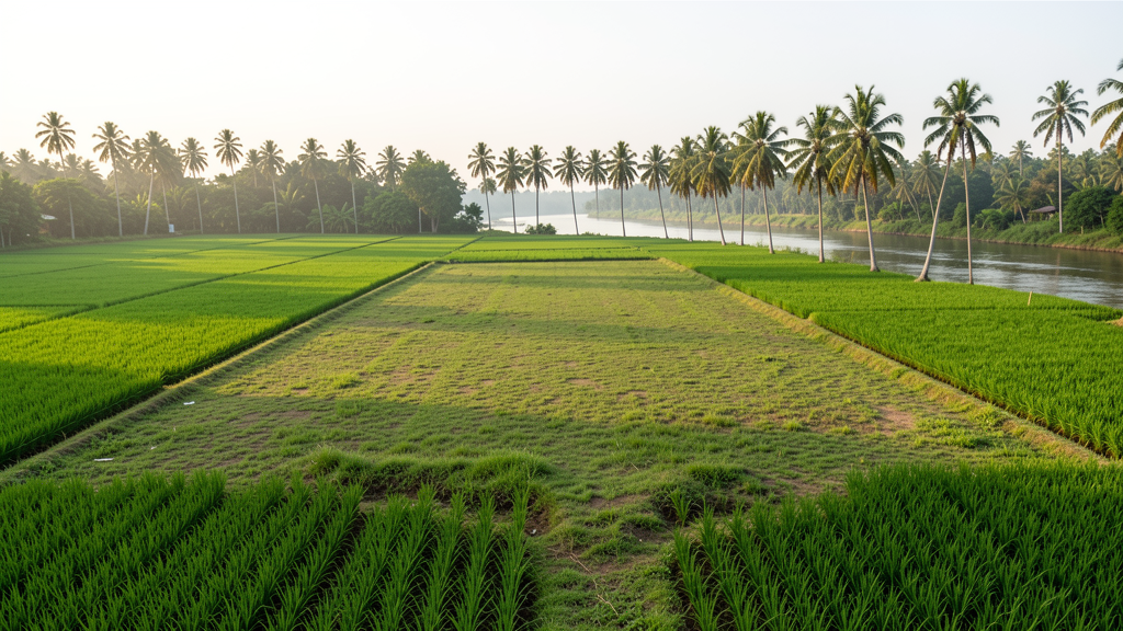 The Curca plot — green paddy fields, river-touch